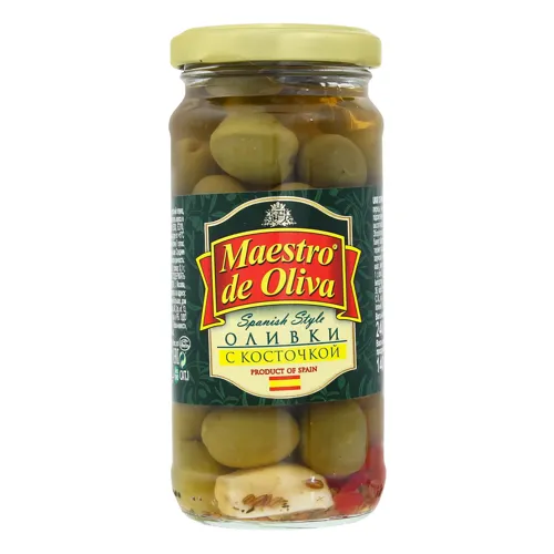 Оливки з кісточкою Spanish style Maestro de Oliva с/б 240г