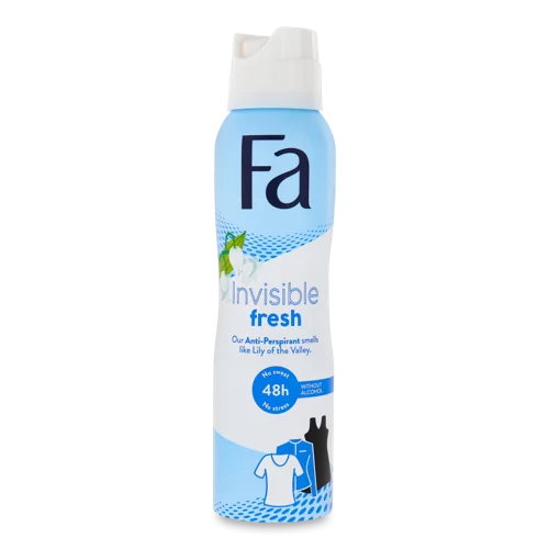 Антиперспірант Invisible Fresh Fa 150 мл, дезодорант-антиперспірант, спрей