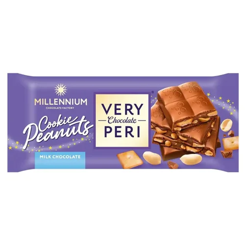 Шоколад молочний Millennium Very Peri з начинкою печивом та арахісом 100г