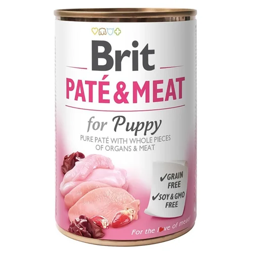 Корм вологий Brit Pate & Meat з куркою та індичкою для цуценят всіх порід 400г