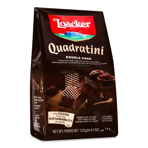 Вафлі Double Choc Quadratini Loacker, в/ґ, 125г