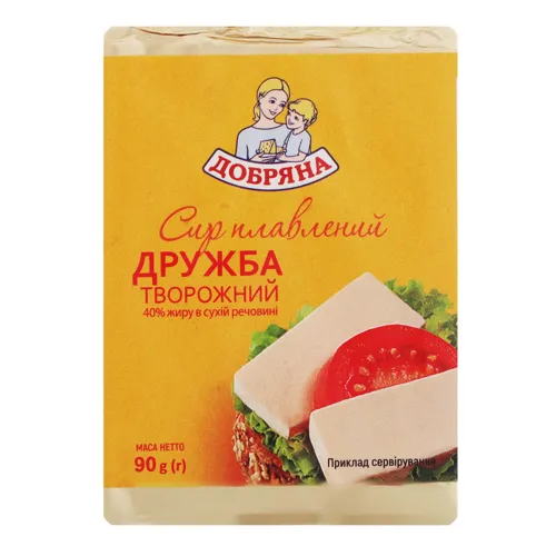 Сир плавлений 40% творожний Дружба Добряна м/у 90г