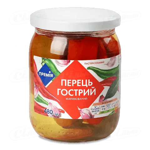 Перець «Премія»® гострий маринований пастеризований, 480г