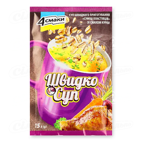 Суп «Суміш пластівців» зі смаком курки швидкого приготування, 15г