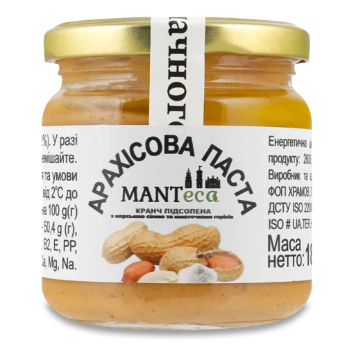Арахісова Паста Лавка Традицій Manteca Кранч Підсолена, 180 гр