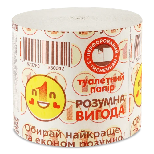Туалетний Папір Одношаровий Розумна Вигода, 1 шт