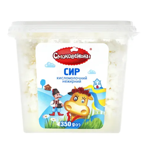 Сир кисломолочний нежирний Смаковеньки п/у 350г