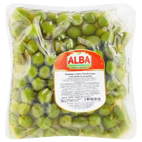 Оливки Alba Nocellar з кісточкою 500г