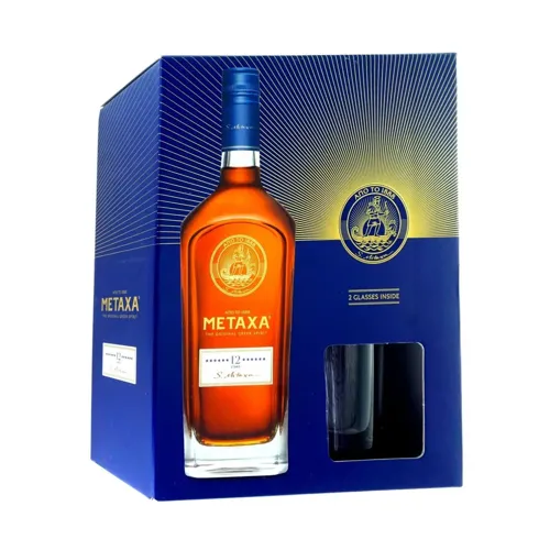 Напій алкогольний Metaxa 12 зірок + 2 склянки