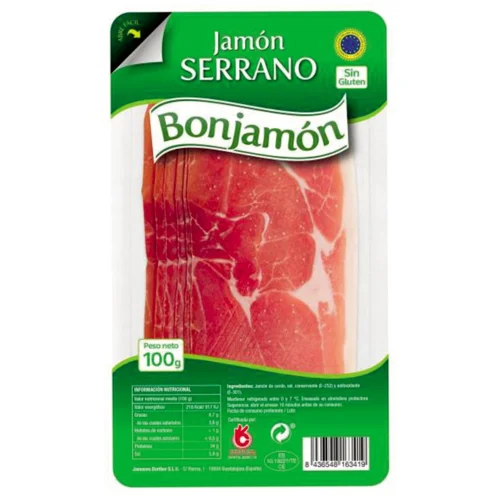 Хамон Bonjamon Серрано нарізаний витримка 7 місяців 100г
