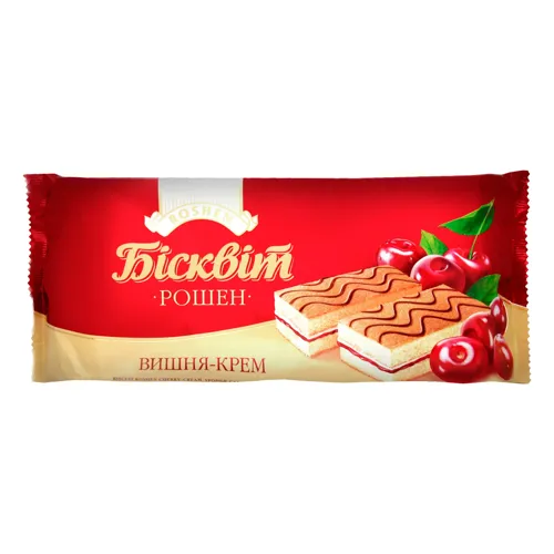 Тістечка бісквітні Вишня-крем Roshen м/у 6х50г