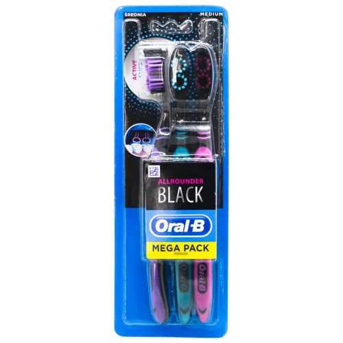 Зубна щітка Oral-B Всебічне чищення чорна середня 3шт