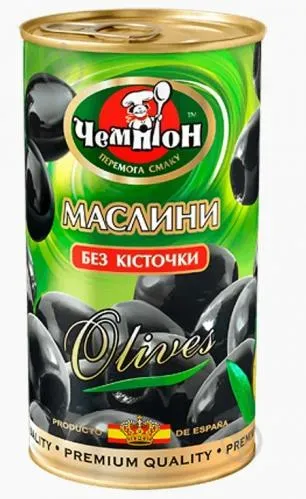 Маслини без кісточок (ключ) 370г прем. ж/б ТМ Чемпіон