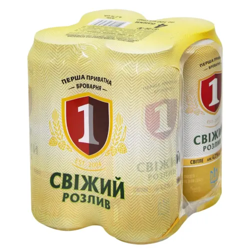 Пиво Перша Приватна Броварня Свіжий розлив світле 4,2% 4*0,5л