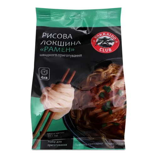 Рисова Локшина Швидкого Приготування Рамен, 80г, Hokkaido Club