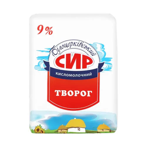 Сир кисломолочний 9% Білоцерківський м/у 200г