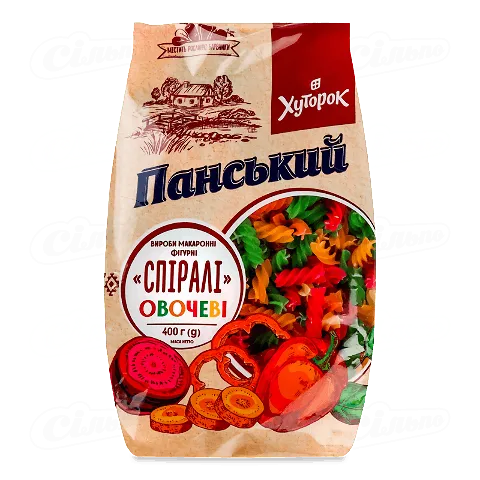 Вироби макаронні ХуторокПанський Спіралі овочеві, 400г