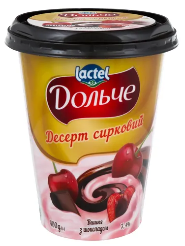 Десерт 3.4% сирковий Вишня з шоколадом Дольче ст 400г