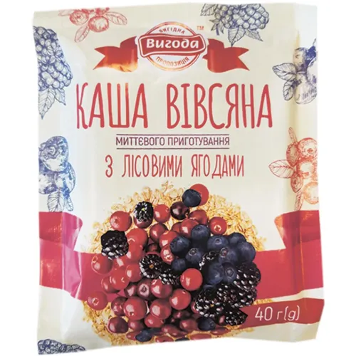 Каша миттєвого приготування «Вигода» вівсяна з лісовими ягодами 40г
