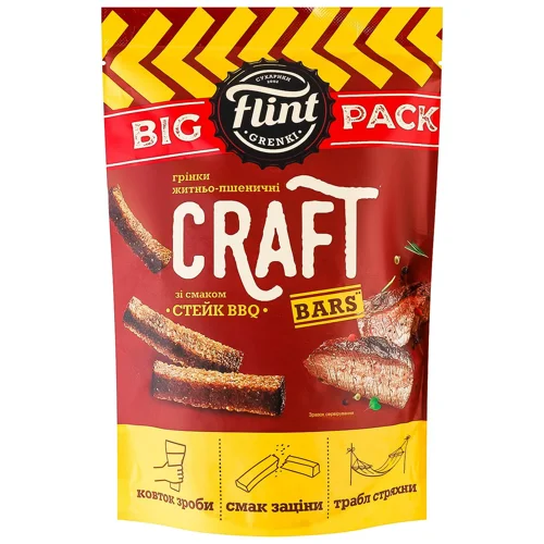 Грінки Flint Craft Bars зі смаком Стейк BBQ 130г