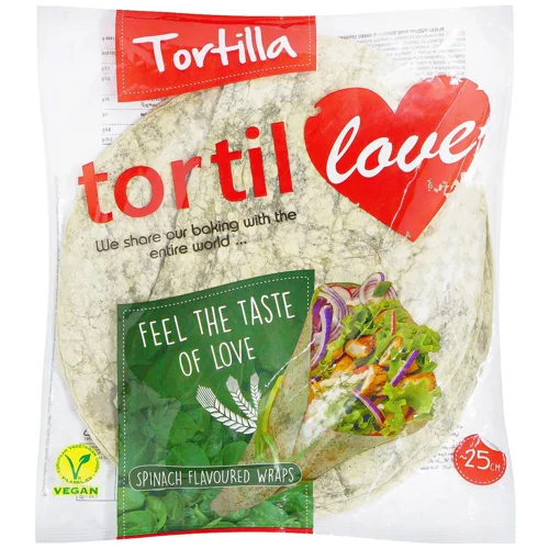 Тортилья Tortillove Шпинат з пшеничного борошна 25см 4шт*60г