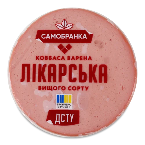 Ковбаса Варена Лікарська Самобранка В/С Вищого ґатунку, 0.352 кг