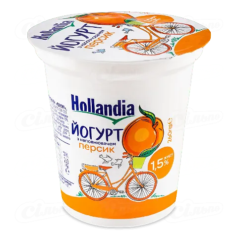 Йогурт Hollandia з наповнювачем персик 1.5%, 260г
