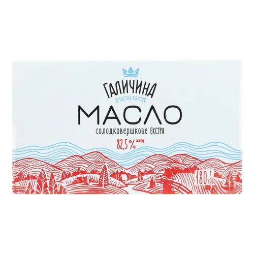 Масло 82.5% солодковершкове Екстра Галичина м/у 180г