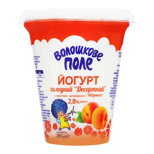 Йогурт 2.8% Абрикос Десертний Волошкове поле ст 280г