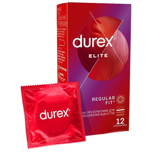 Презервативи Durex Elite латексні з силіконовою змазкою тонкі 12шт
