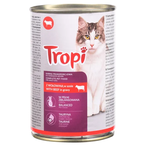 Корм вологий Tropi з яловичиною для котів 415г