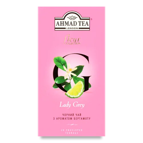 Чай Леді Грей Чорний Байховий з Ароматом Бергамоту, в/ґ, 20х2 г, у Фольгових Конвертах