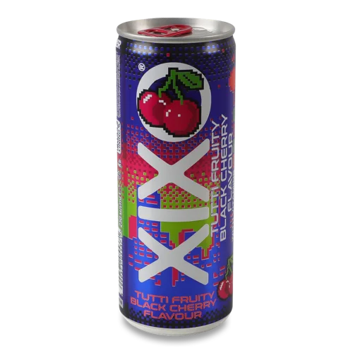 Безалкогольний Газований Напій З Вітамінами Tutti Fruity Black Cherry, з/б 250 мл