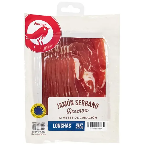 Окіст Auchan Хамон Серрано сирокопчений нарізка 250г