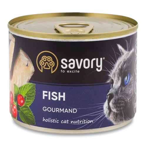 Корм Консервований Повнораціонний Для Дорослих Котів Fish Savory З/Б 200г