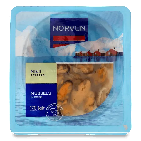 Мідії Norven в розсолі 170г