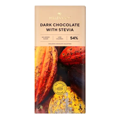 Шоколад 54% чорний зі стевією Millennium к/у 100г