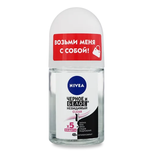 Антиперспірант Чорне та Біле Невидимий Clear Nivea, 25 мл