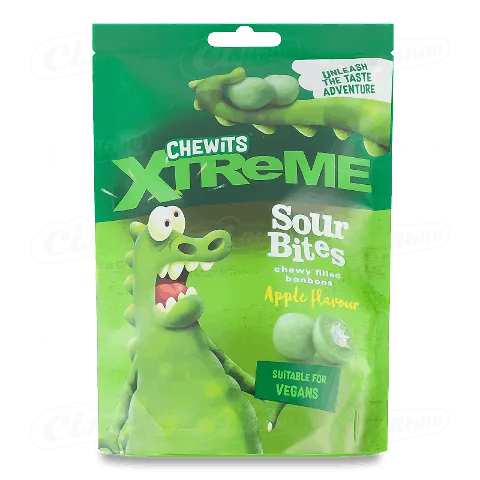 Цукерки Chewits Xtreme Sour Bites Apple жувальні, 115г