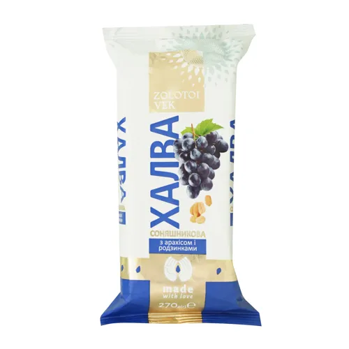 Халва Золотой век подсолнечная с арахисом и изюмом м/у 270г