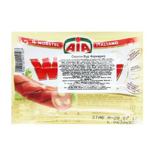 Сосиски Formaggio Wudy вищого ґатунку 150г