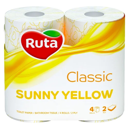 Туалетний папір Ruta Classic 2-шаровий жовтий 4шт