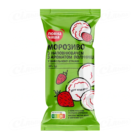 Морозиво Повна Чаша полуниця ваф стакан, 60г
