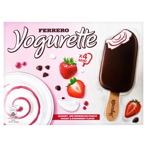Морозиво ескімо Ferrero Yogurette молочне зі смаком йогурту та полуниці 4шт 160г