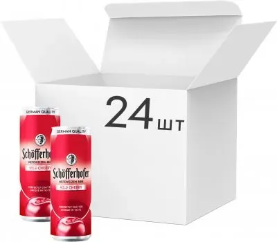 Упаковка смеси пива с соком Schofferhofer Wild Cherry светлое нефильтрованное 2.5% 0.33л x 24 шт