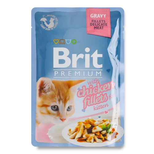 Вологий Корм Для Кошенят Куряче Філе В Соусі Premium Brit, в/ґ, 85г