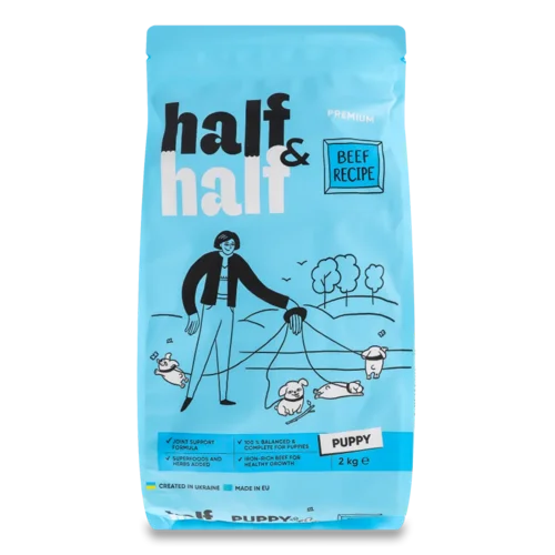 Корм для цуценят Half&Half Beef сухий