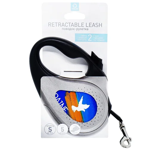 Повідець-рулетка Waudog R-leash зі стрічкою S до 15кг 5м з малюнком прапор