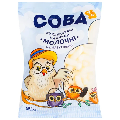 Палички кукурудзяні Сова молочні неглазуровані 60г