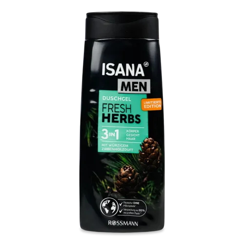 Гель для Душу 3в1 Fresh Herbs Men Isana, В/ґ, 300мл
